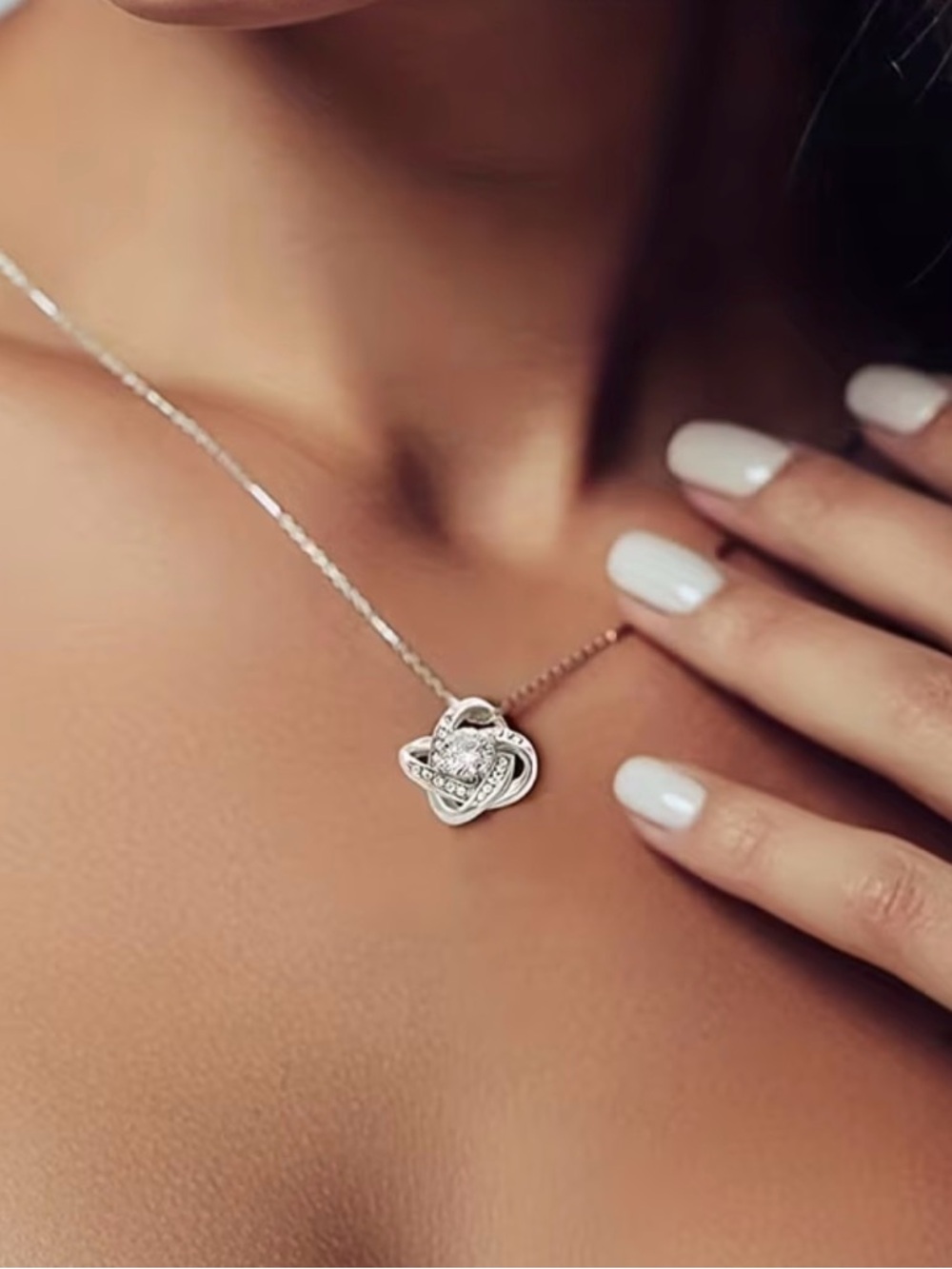 Mom Necklace with Clear Crystal Knot - Picture 5 of 5
